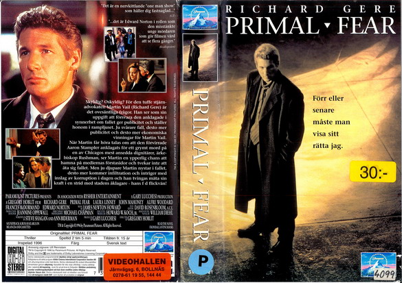 PRIMAL FEAR (VHS)