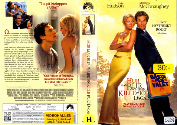 HUR MAN BLIR AV MED EN KILLE PÅ 10 DAGAR (VHS)