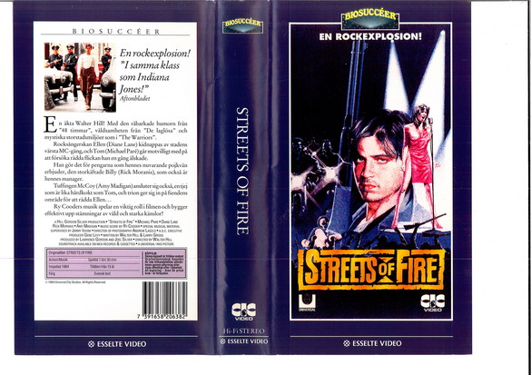 STREETS OF FIRE (VHS omslag)