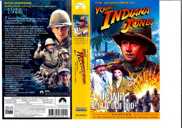 YOUNG INDIANA JONES 11 OGANGA PÅ LIV OCH DÖD (VHS)