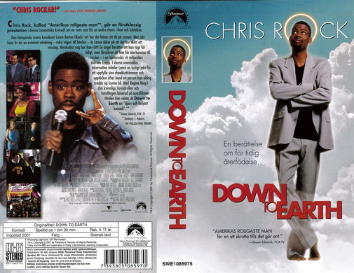 DOWN TO EARTH(Vhs-Omslag)