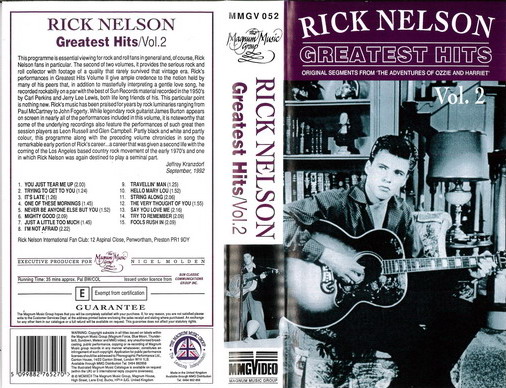 RICK NELSON: GREATEST HITS VOL2 (VHS)