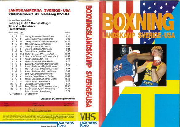 BOXNING LANDSKAMP SVERIGE - USA (VHS)