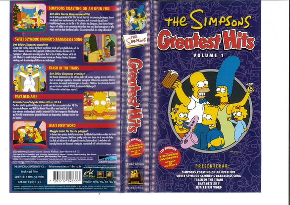SIMPSONS: GREATEST HITS VOL 1 (VHS)