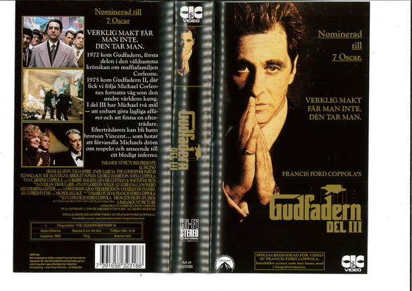 GUDFADERN 3   (VHS)