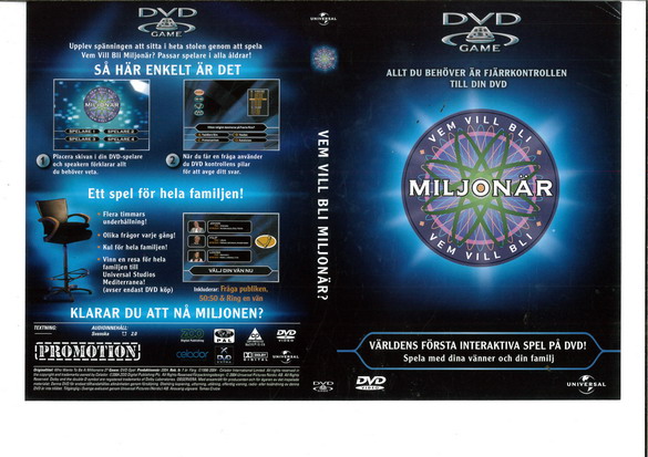 VEM VILL BLI MILJONÄR - DVD GAME (DVD OMSLAG) PROMO