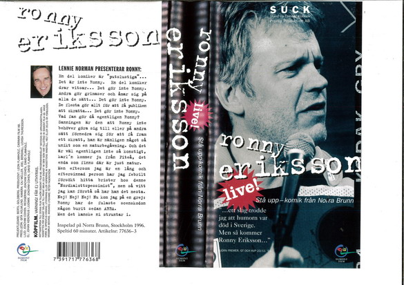 RONNY ERIKSSON LIVE! (VHS)