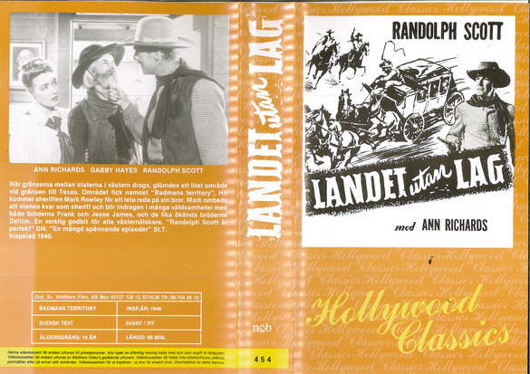 454 LANDET UTAN LAG (VHS)