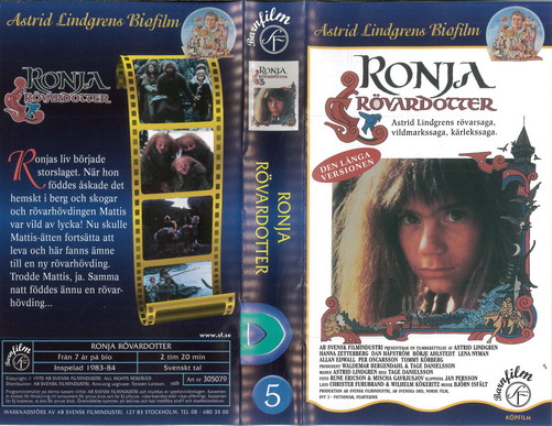 ASTRID LINDGREN  5 RONJA RÖVARDOTTER (VHS)