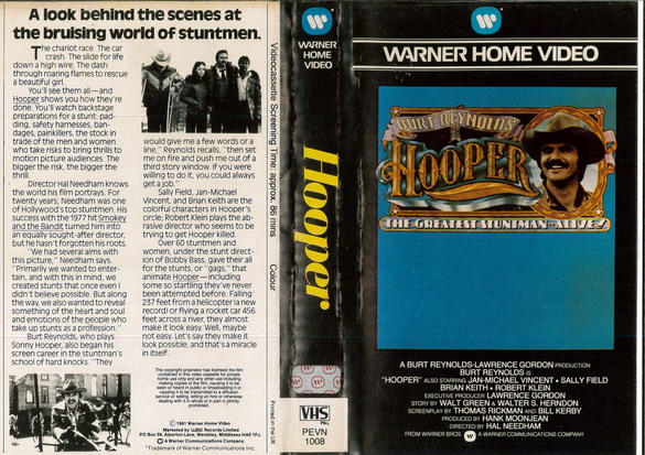 HOOPER (VHS) UK
