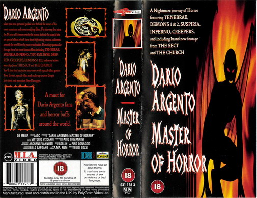 DARIO ARGENTO - MASTER OF HORROR (VHS)UK