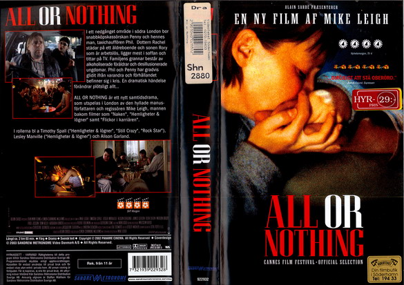ALL OR NOTHING (vhs-omslag)