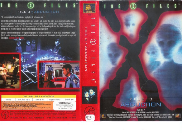 8923 X-FILES: FILE 3 ABDUCTION (VHS)
