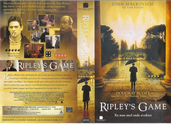 RIPLEY'S GAME (vhs-omslag)