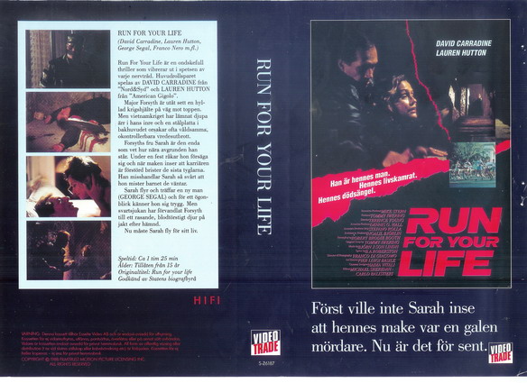 26187 RUN FOR YOUR LIFE (VHS)