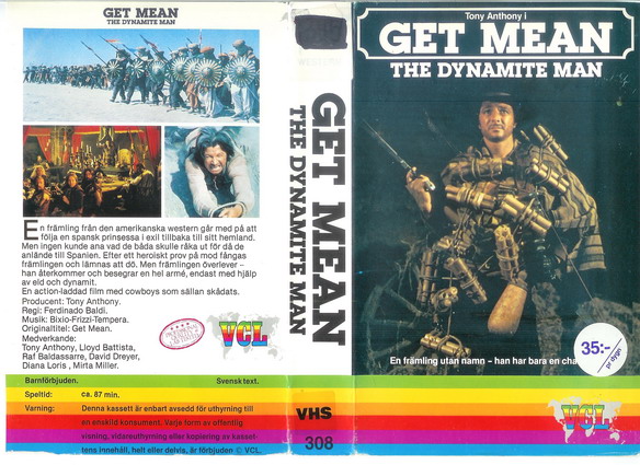 308 GET MEAN -THE DYNAMITE MAN  (VHS) KOPIERAT OMSLAG