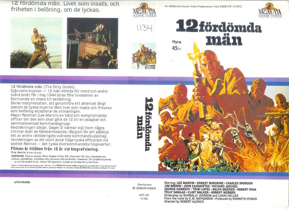 11752 12 FÖRDÖMDA MÄN  (VHS) kopierat omslag