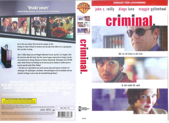 CRIMINAL (vhs-omslag)