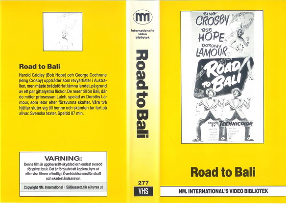 277 ROAD TO BALI  (VHS)