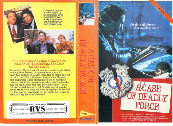 A CASE OF DEADLY FORCE  (VHS)