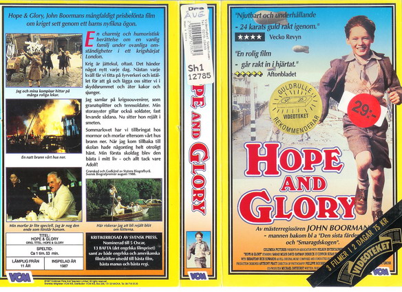 HOPE AND GLORY  (Vhs omslag)