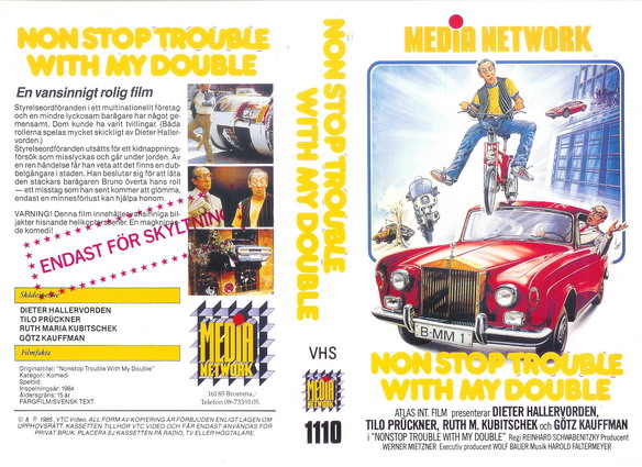 NONSTOP TROUBLE WHIT MY DOUBLE (Vhs-Omslag)