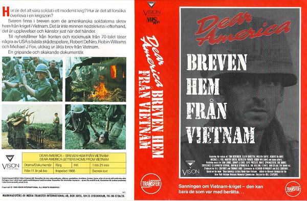 DEAR AMERICA - BREVEN HEM FRÅN VIETNAM (vhs-omslag)