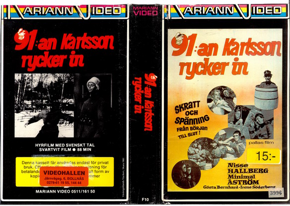 F10 91:an Karlsson Rycker In (VHS) nerklippt omslag