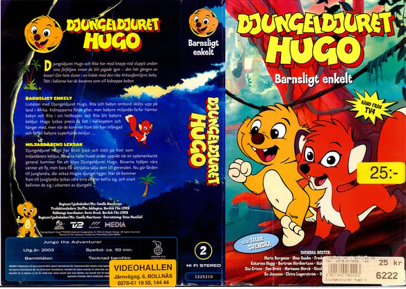 DJUNGELDJURET HUGO DEL 2 BARNSLIGT ENKELT (Vhs-Omslag)