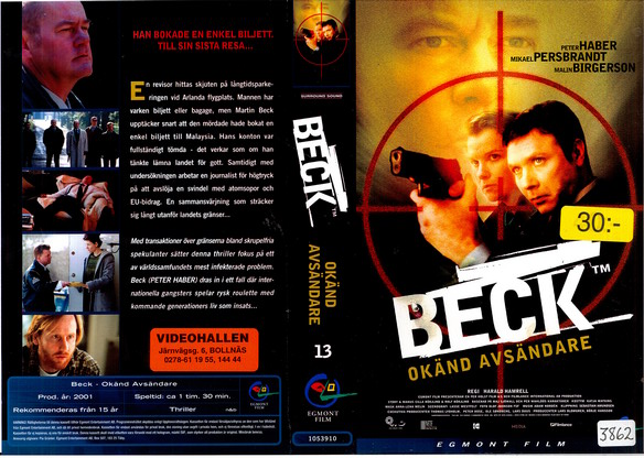 BECK 13 OKÄND AVSÄNDARE (VHS)