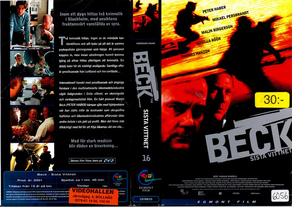 BECK 16 SISTA VITTNET (VHS)