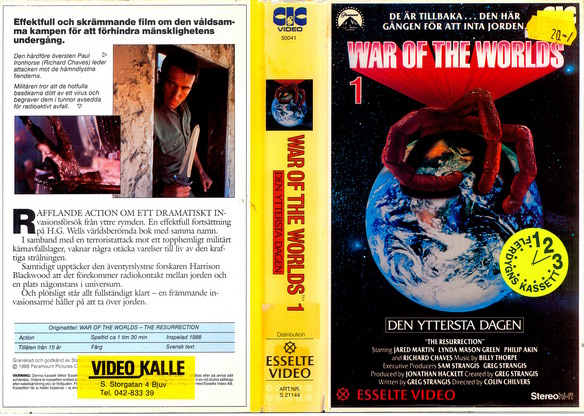WAR OF THE WORLDS 1 (Vhs-Omslag)