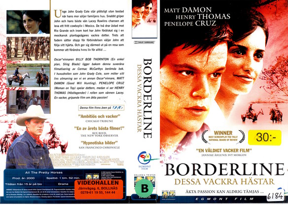 BORDERLINE DESSA VACKRA HÄSTAR (VHS)