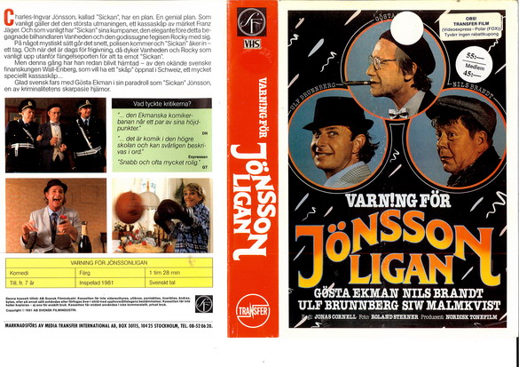 JÖNSSONLIGAN (VHS)saknar ettiketter