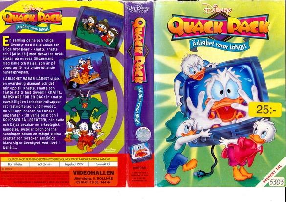 QUACK PACK ÄRLIGHET VARAR LÄNGST (vhs-omslag)