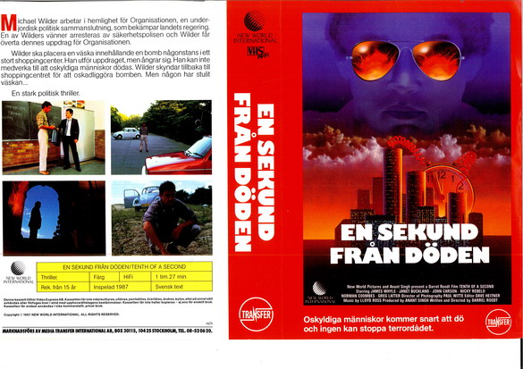 EN SEKUND FRÅN DÖDEN (vhs-omslag)