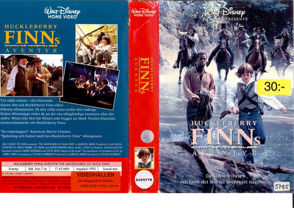 HUCKELBERRY FINNS ÄVENTYR (vhs-omslag)