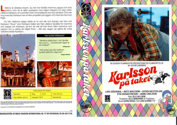 KARLSSON PÅ TAKET - NYPREMIÄR(RUTIG) (vhs-omslag)