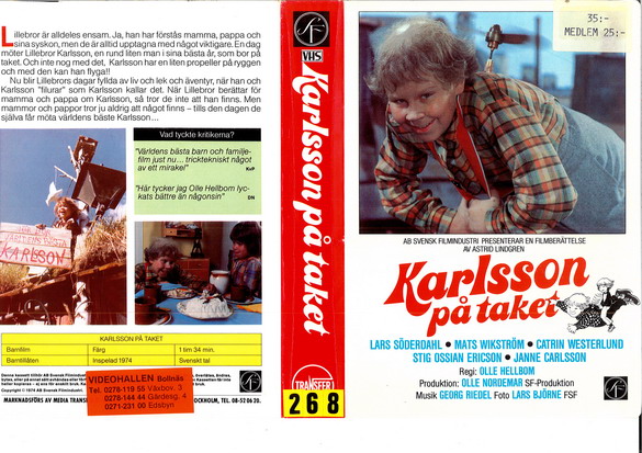 KARLSSON PÅ TAKET (vhs-omslag)
