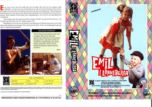 EMIL I LÖNNEBERGA(NYPREMIÄR) (vhs-omslag)