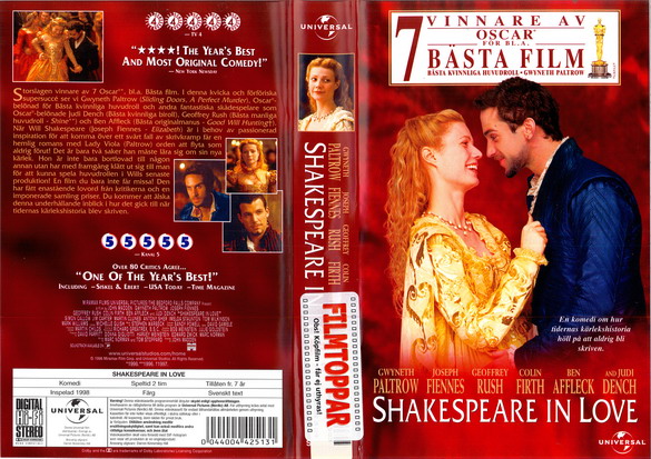 SHAKESPEAR IN LOVE  (VHS)