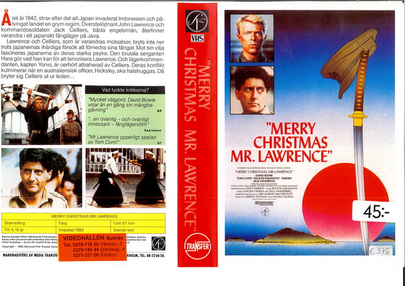 MERRY CHRISTMAS MR.LAWRENCE (vhs-omslag)