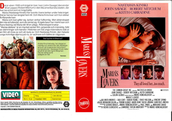 MARIA'S LOVERS (vhs-omslag)
