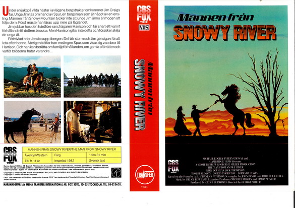 MANNEN FRÅN SNOWY RIVER (vhs-omslag)