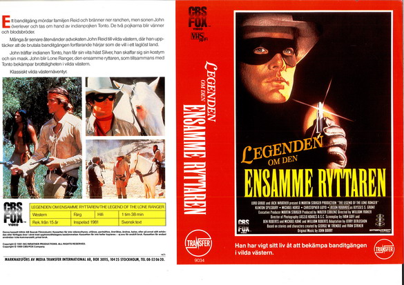 LEGENDEN OM DEN ENSAMME RYTTAREN (vhs-omslag)