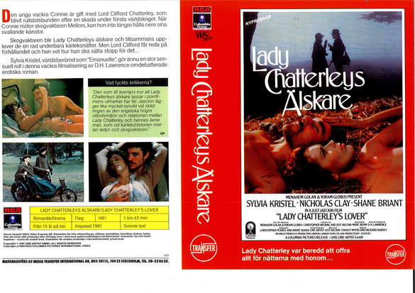 LADY CHATTERLEYS ÄLSKARE (vhs-omslag)