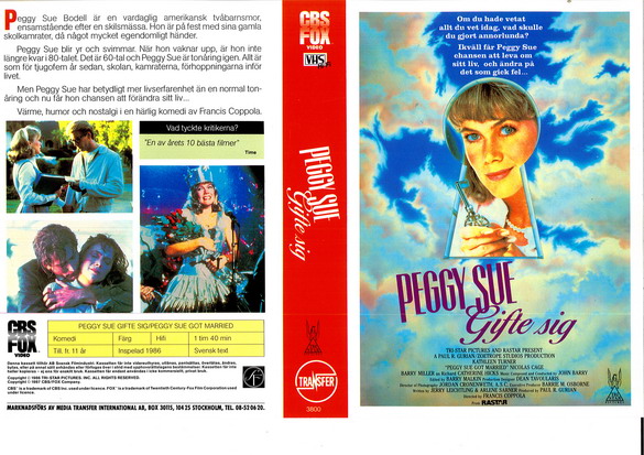PEGGY SUE GIFTE SIG (vhs-omslag)