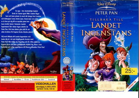 PETER PAN I TILLBAKA TILL LANDET INGENSTANS (VHS)