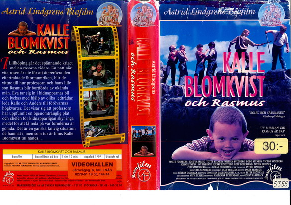KALLE BLOMKVIST OCH RASMUS (vhs-omslag)