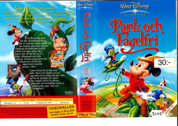 PANK OCH FÅGELFRI (vhs-omslag)